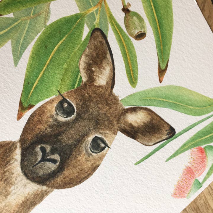 Olicas Art and Design - Wholesale Art print - Kangaroo Watercolour Print A41