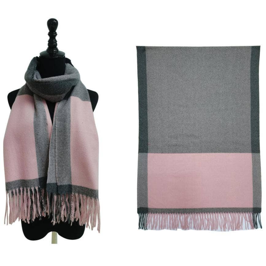 TAPA fashion – wholesale Scarf – Women's – Two Tone Cashmere Feel Block Pattern Scarves SCF6560 (12PC)9