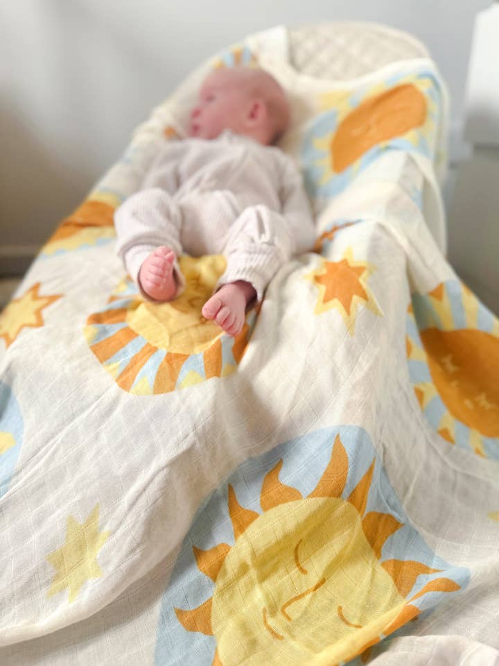 Organic Muslin Swaddle - Sunny Day (Limited Edition) for wholesale on Faire4
