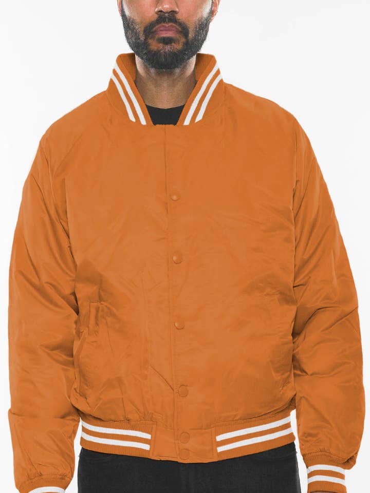 WEIV - Wholesale Windbreaker - Men's - Mens Polyester Varsity Windbreaker Jacket - Orange0
