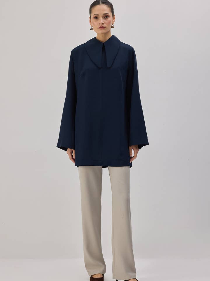 LONG COLLAR CREPE TUNIC for wholesale by Touché Privé