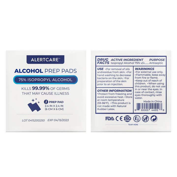 Vastmedic – wholesale Första hjälpen-kit – AlertCare 75% alkohol Prep Pads 2,4 x 2,4 tum (100 PC)