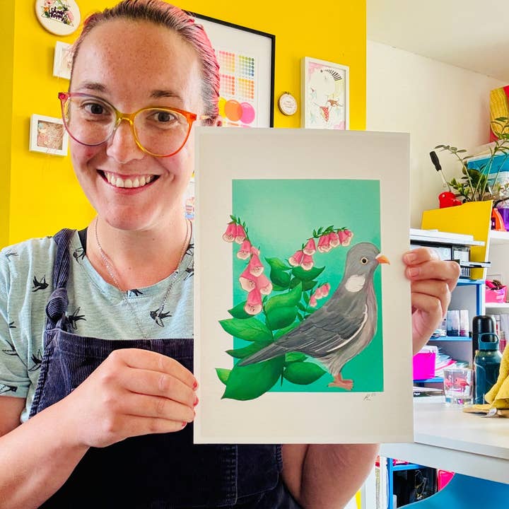 Pixiecraft - Wholesale Art Print - Wood Pigeon Art Print- British Wildlife Illustration2