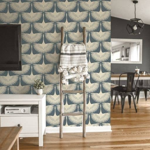 Tempaper & Co ® - Wholesale Wallpaper - Feather Flock Denim Peel and Stick Wallpaper, 28 sq. ft.2