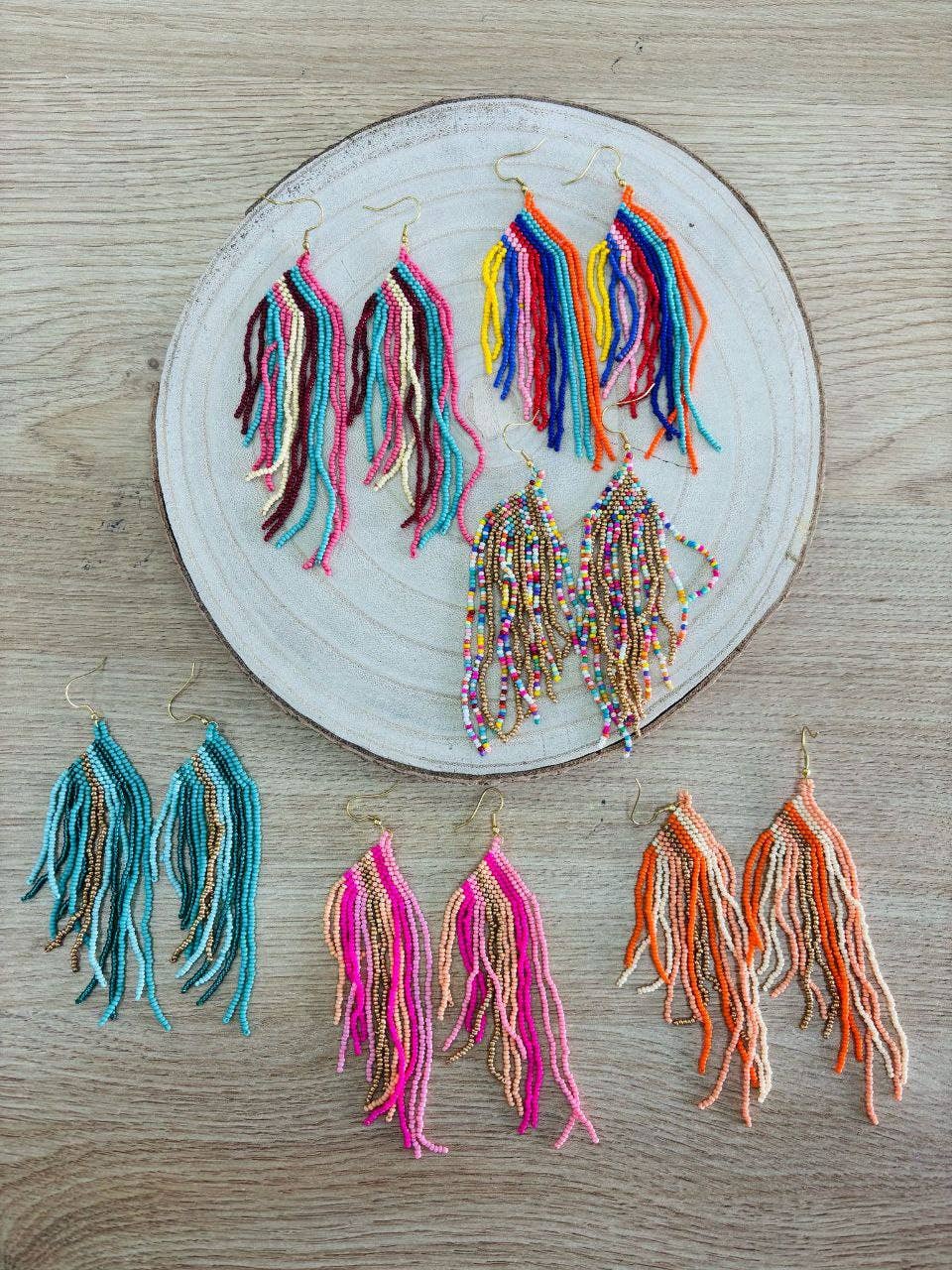 Hecho a mano - Vente Boucles d'oreilles pendantes - Boucles d’oreilles pendantes à boules colorées5