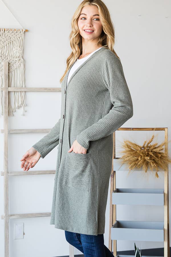 Pink Irene Wholesale - Vendita all'ingrosso Cardigan - Donna - CARDIGAN A COSTE TINTA UNITA CON TASCA A TINTA UNITA11