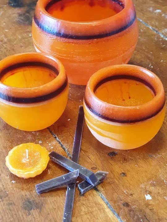 Kerze Photophore Globe Orange Carrot für den Großhandel von Les Artisans Ciriers Bruxellois