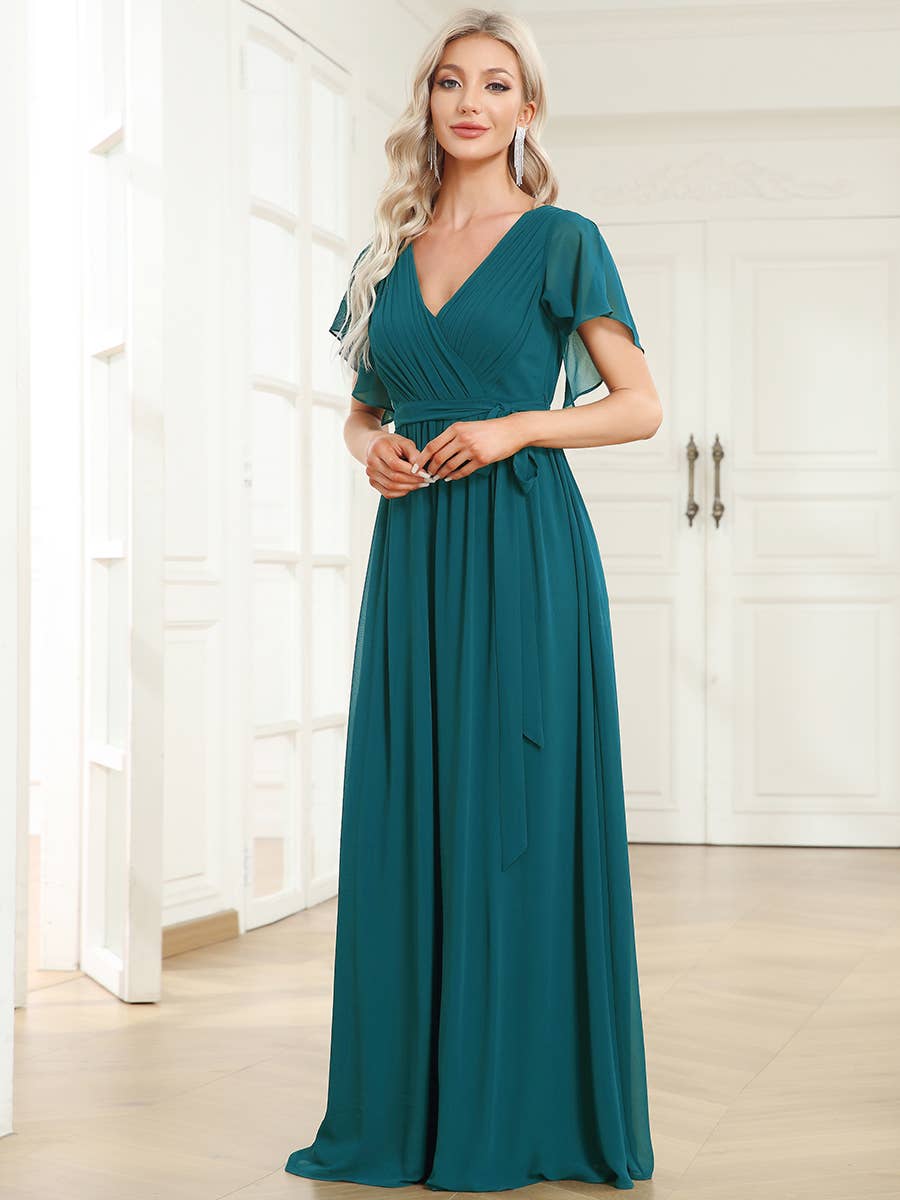Ever-Pretty - Vente Robe – femme - Robes de soirée à volants à manches courtes exclusives B2B95