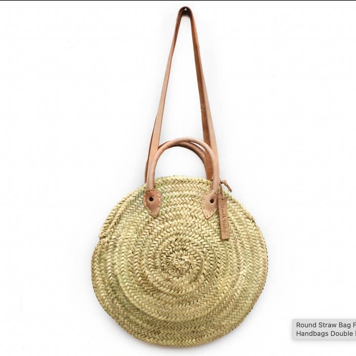 French Baskets - Vendita all'ingrosso Borsa da spiaggia - La migliore borsa rotonda in paglia French Baskets Tote Handbags 2 in pelle3