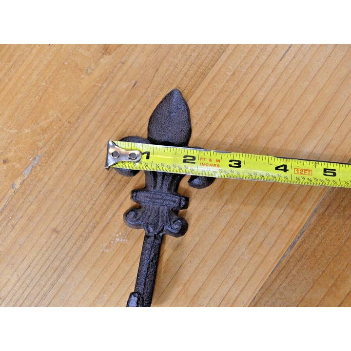 Midwest Craft House - Wholesale Wall Hook - Victorian Rustic Cast Iron Fleur De Lis Wall Hook, 5 1/2"