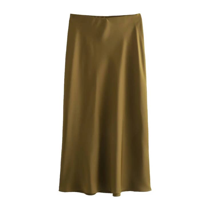HIDDENBRAND - Wholesale Skirt - Women's - Office satin midi skirt 27 colors1
