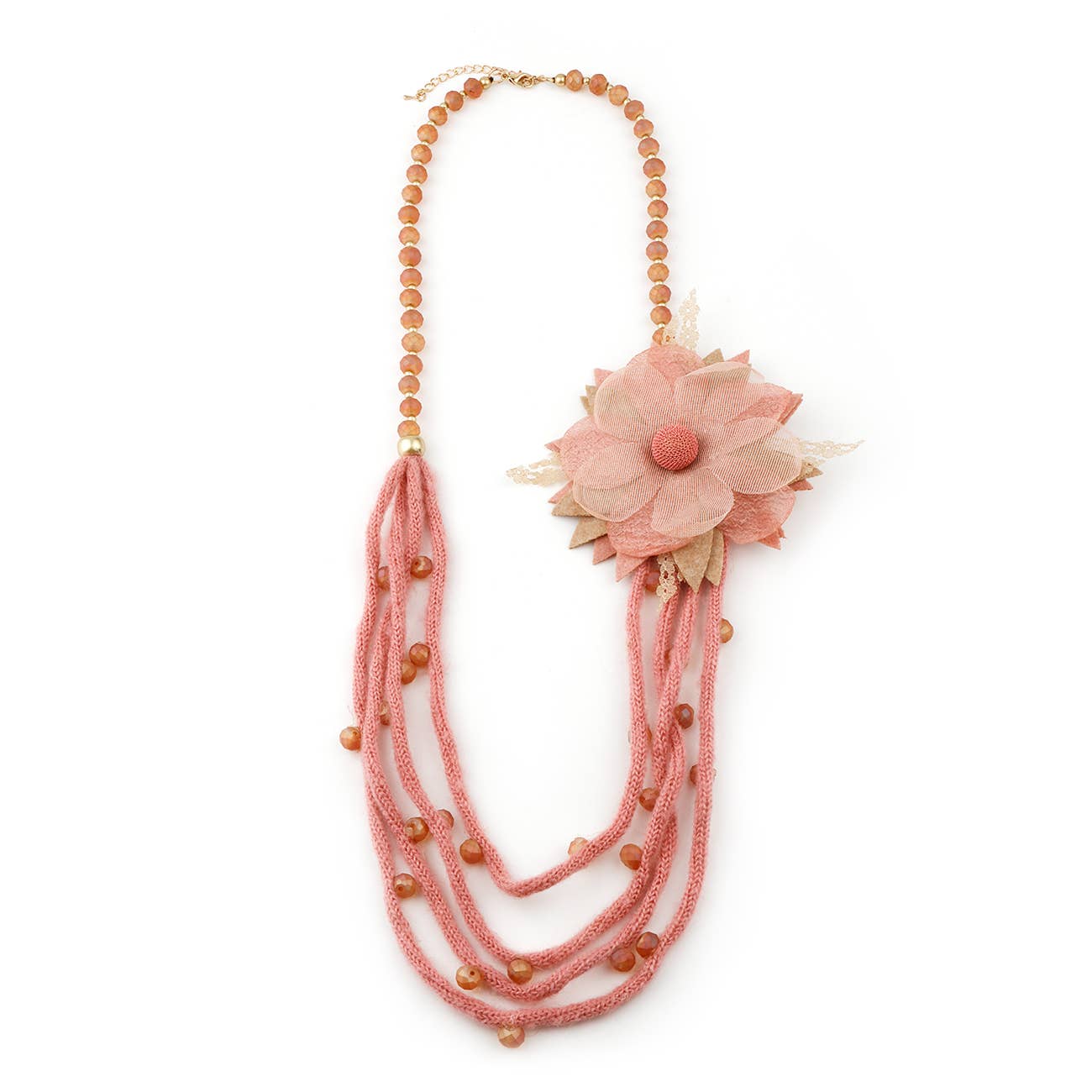 Domoflor s.l – wholesale Pendant/charm necklace – ✨Florencia – Handmade Necklace with Textile Flower🌸0