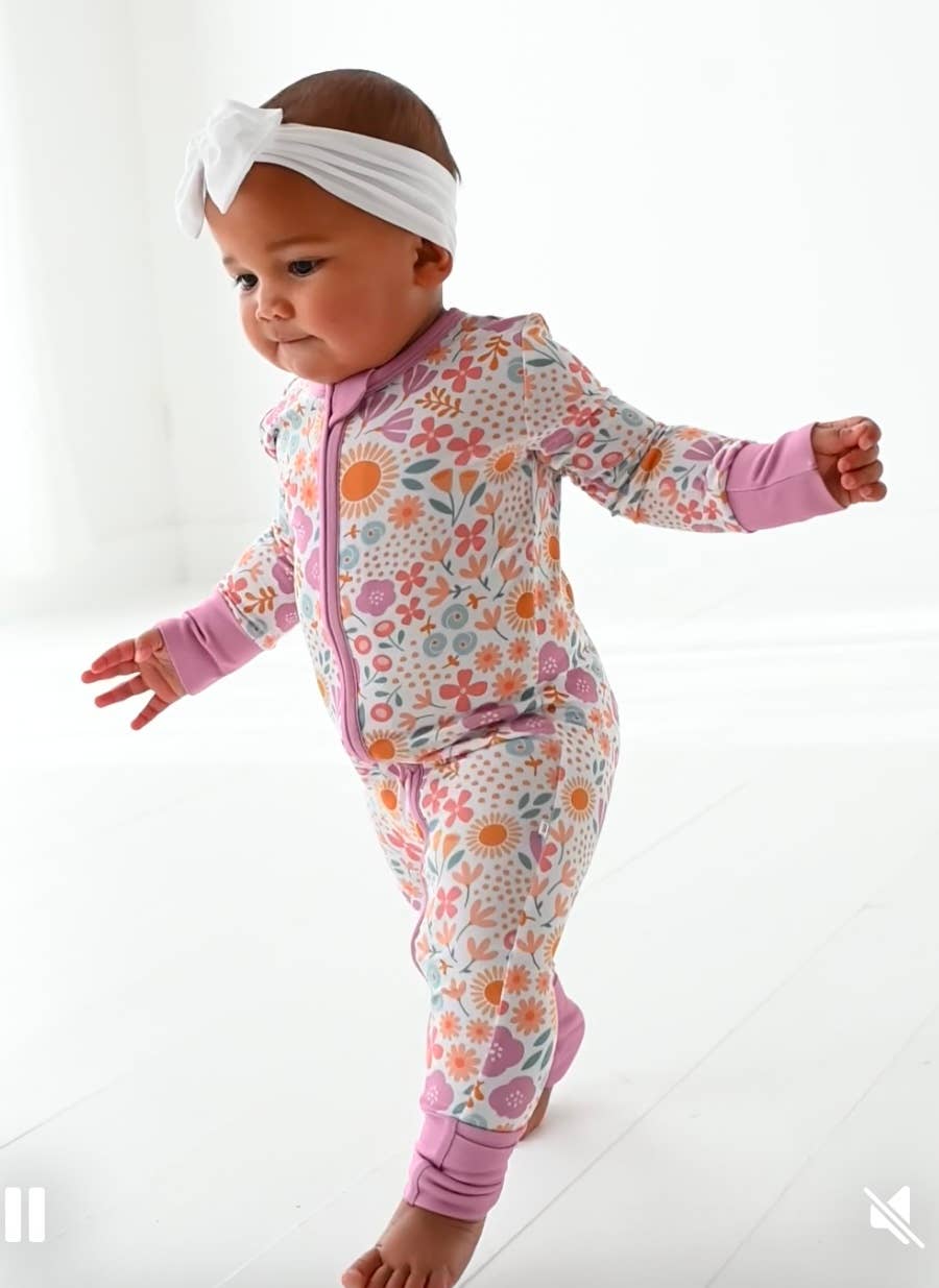 Bird & Bean® - Wholesale Sleepsuit - Baby -  Bamboo Pajamas - Bamboo Sleeper  - Spring Floral Daisy 4