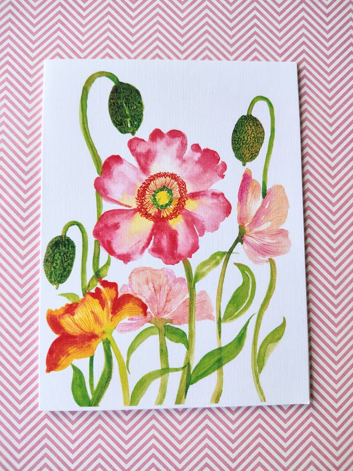 Iceland poppies Greeting Card| Floral Card| General Card for wholesale by Artcolorworks