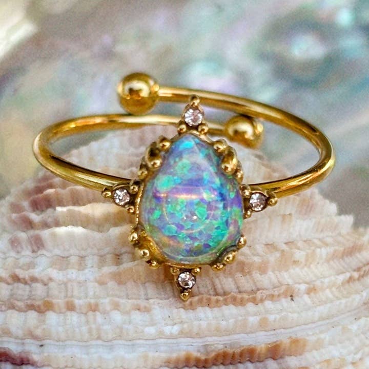Calypso Opal Teardrop Ring for wholesale by Kismet Showroom