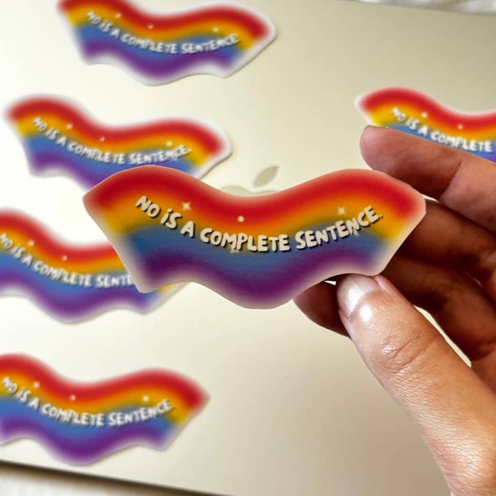UNFOLDZinesandArt - Wholesale Sticker - Rainbow Pride Vinyl Sticker | No is a Complete Sentence
