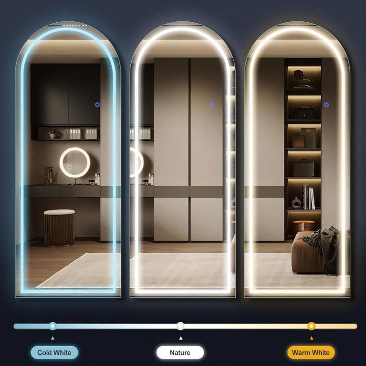 Arched Mirror Full Length with LED Light Stand for wholesale on Faire