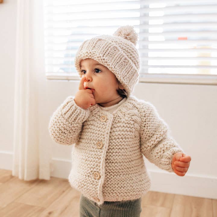 Huggalugs - Wholesale Cardigan - Baby - Natural Garter Stitch Cardigan Sweater Baby & Toddler5