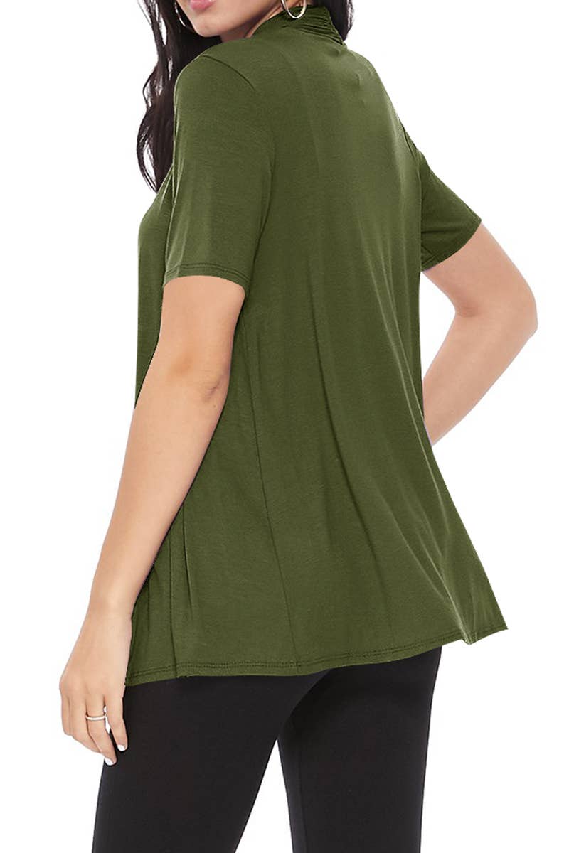 MOA COLLECTION - Wholesale Cardigan - Women's - Women's Casual Short Sleeve Draped Open Front Solid Cardigan58