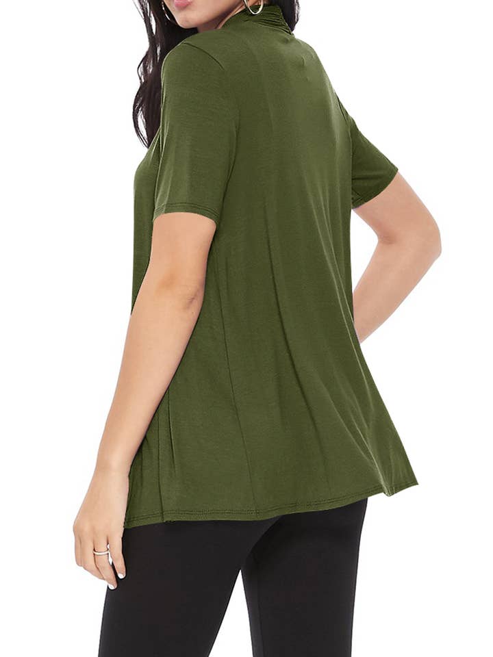 MOA COLLECTION - Wholesale Cardigan - Women's - Women's Casual Short Sleeve Draped Open Front Solid Cardigan58