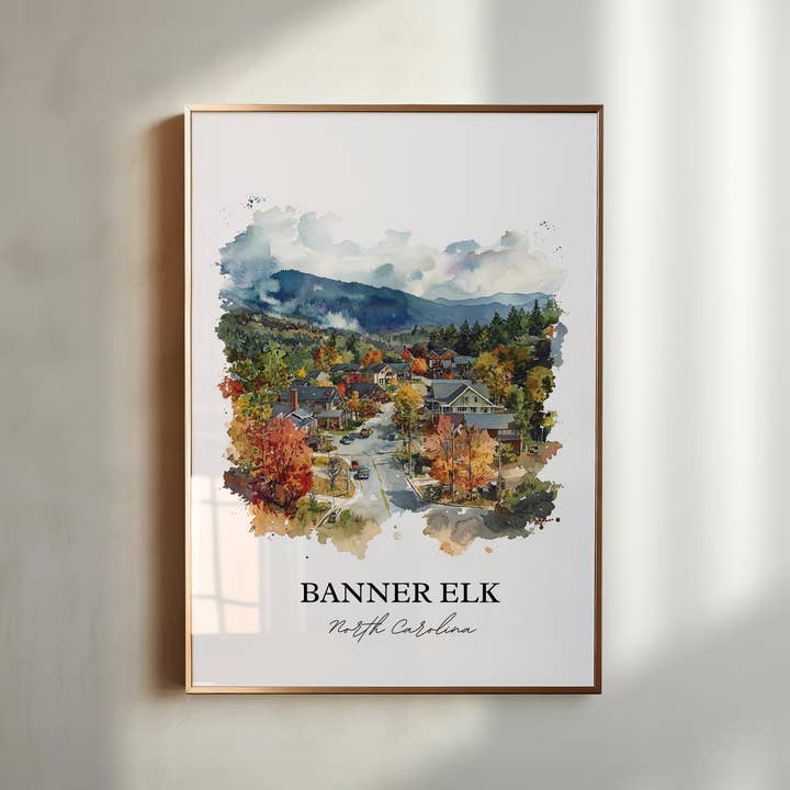 Premium Travel Art - Wholesale Art Print - Banner Elk NC Wall Art, Blue Ridge NC Print, North Carolina Watercolor, Banner Elk NC Gift, Travel Print, Travel Poster, Housewarming Gift3