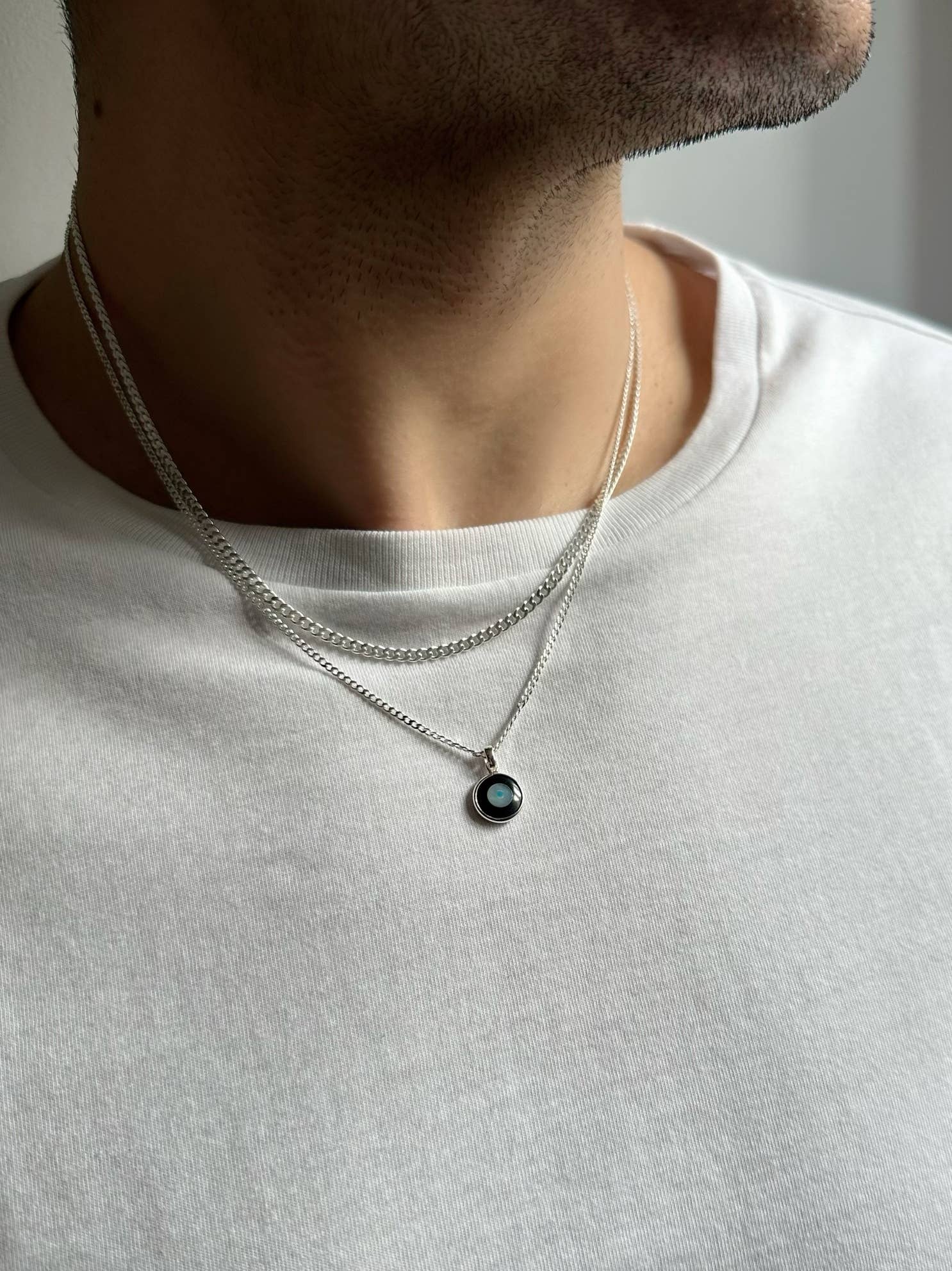 Christina Christi - Vente Bijou – homme - Collier Evil Eye en argent sterling pour homme, chaîne en argent pour homme2