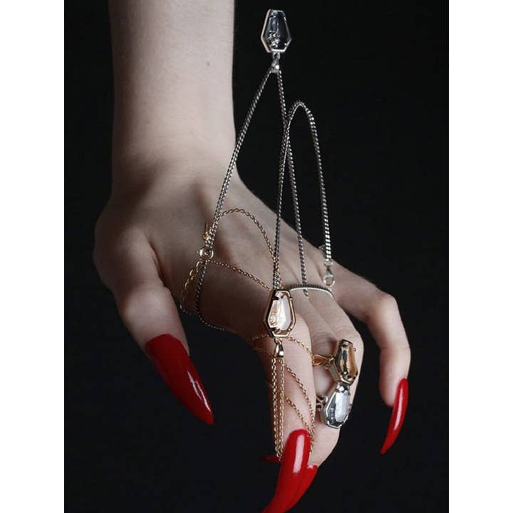 Tourtiwi - Wholesale Cocktail/Statement Ring - Gothic Open Rose Coffin Ring3