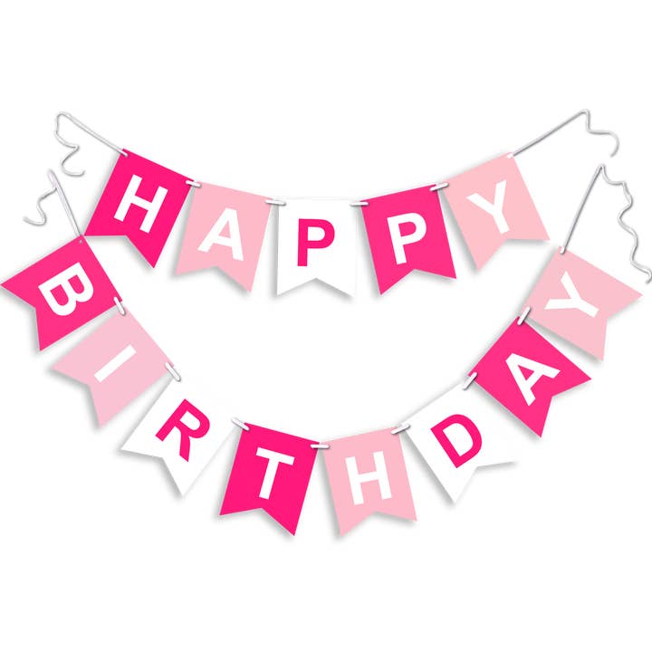 Pink Happy Birthday Bunting Banner for Girls and Women for wholesale by Toyventures
