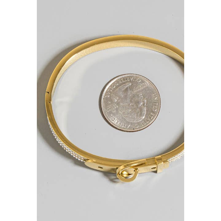 The Looks by Fame Accessories - Wholesale Bangle Bracelet - Stainless Steel Pave Belt Style Hinge Bangle Bracelet2