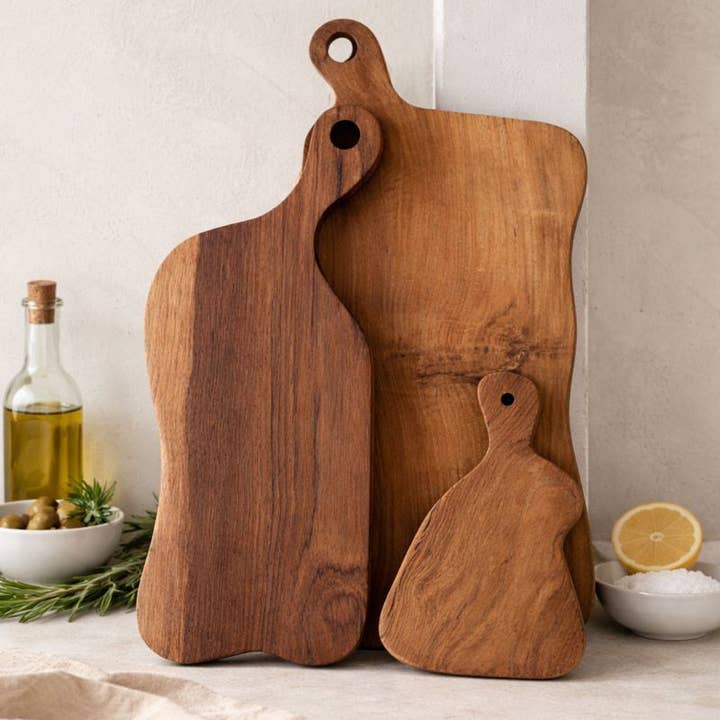 Teak Wavy Charcuterie Boards for wholesale by softcore interiors