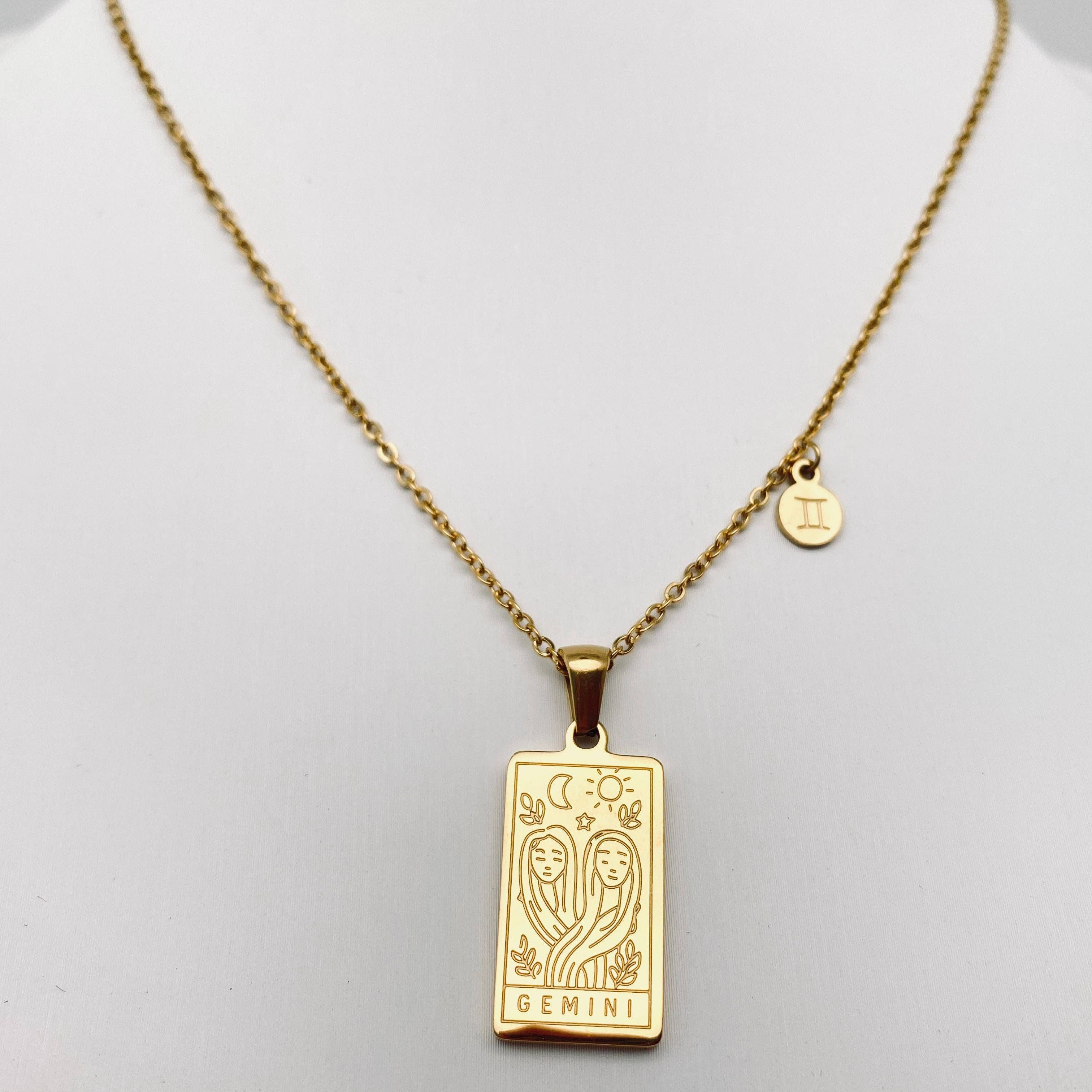 Mio Queena - Wholesale Pendant/Charm Necklace - Golden Stainless Steel 12 Constellation Charm Necklace - FGS2