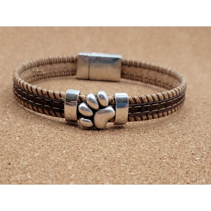 Paw Cork Bracelet for wholesale by MACS Boutique Cork Jewelry