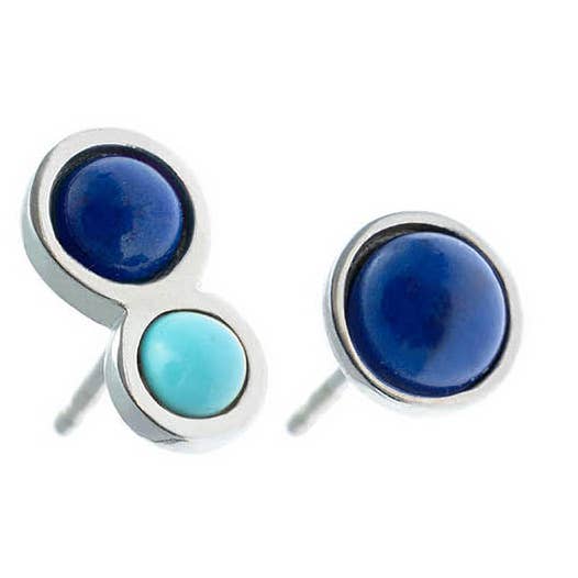 Chloe Lapislazuli e Turquois Punhos assimétricos em prata por atacado de Hissia