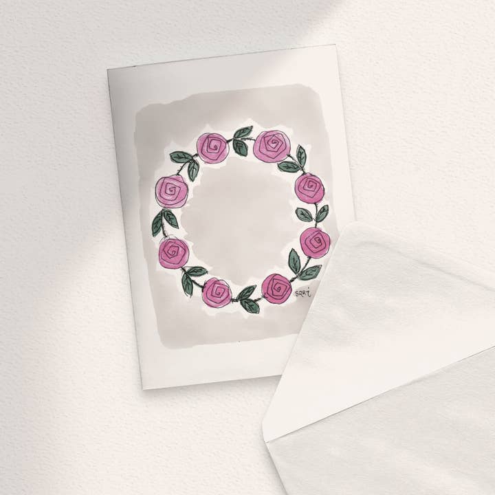 Rose Wreath, Pink for wholesale by Sari's ArtWork