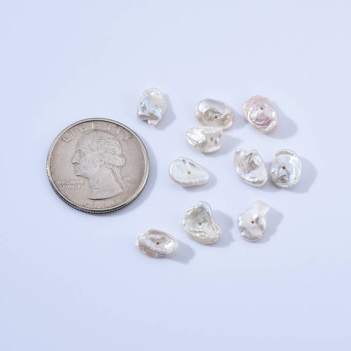 findings4uGem - Wholesale Beaded/Pearl Necklace - Natural Keshi Heishi Shaped White Pearl Beads Jewelry FWP02310