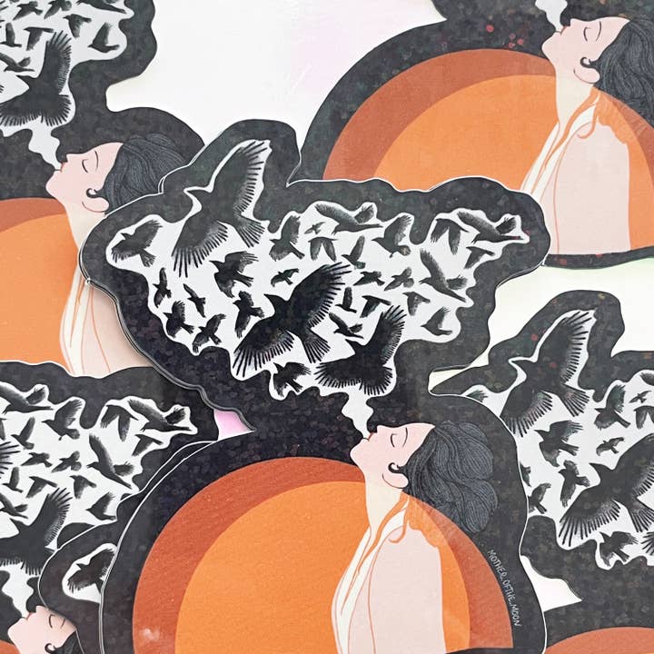 Autocollant en vinyle à paillettes Murder of Crows pour la vente par Mother of the Moon