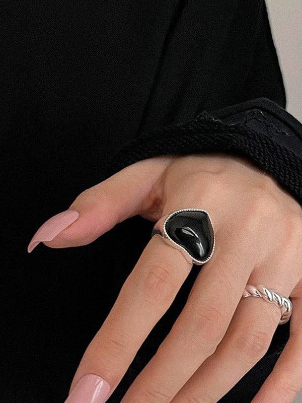 BLACK Adjustable Heart Shape Rings Accessories for wholesale on Faire4