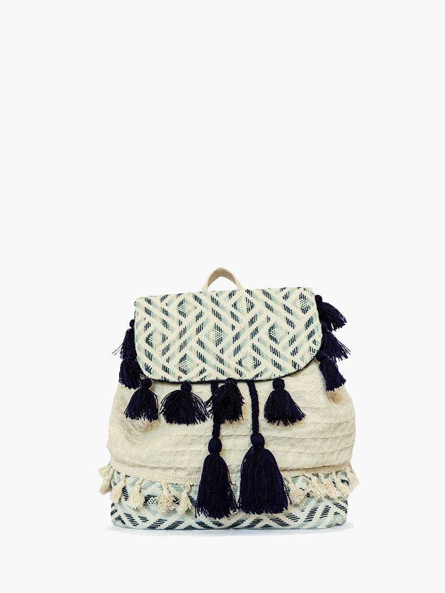 Jen & Co. - Wholesale Backpack - Women's - BP2301 Magdelena Aztec Cotton Backpack w/ Tassels1