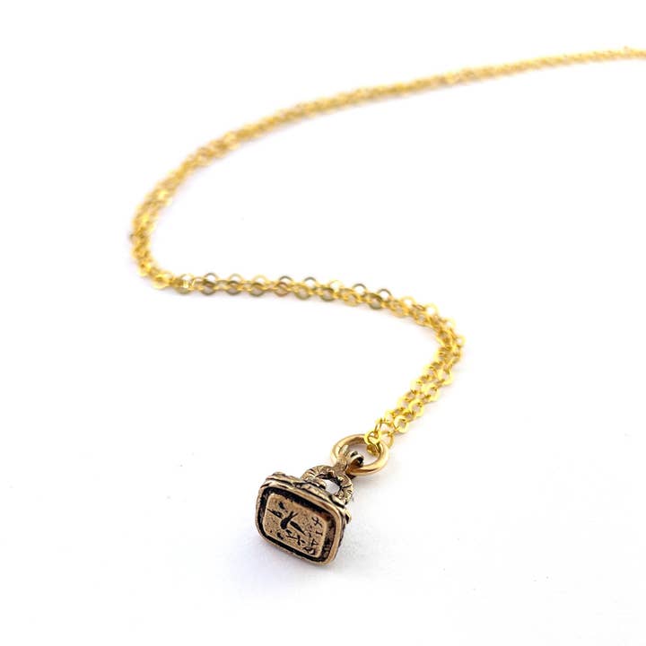 MEMORY Wax Seal Necklace - Gold, Silver or Bronze for wholesale by Compass Rose Design