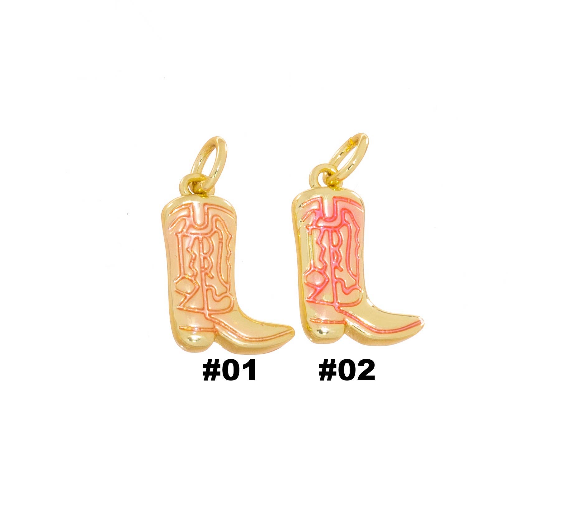 Jewel Pledge - Wholesale Individual Charm/Pendant - Cowboy Boot Charm,Western Jewelry Gold Charms CPG27910