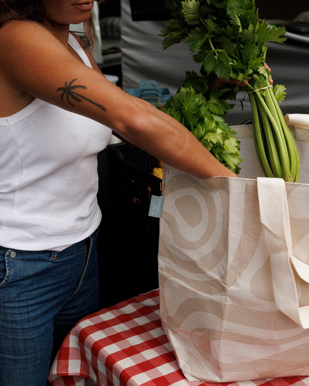 Hello Weekend - Vente Tote bag – femme - Sac fourre-tout de week-end avec poche - Blush doux neutre et beige9