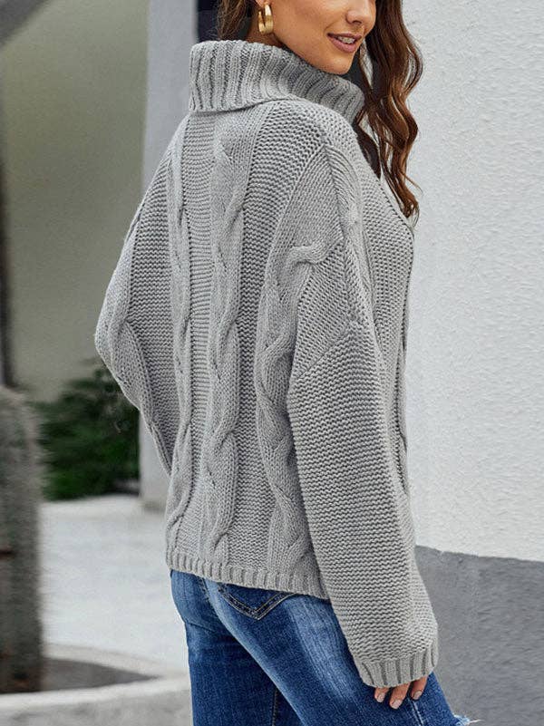 ShieldChic - Wholesale Knit Sweater - Women's - Jacquard High-Neck Long Sleeves Sweater Tops3