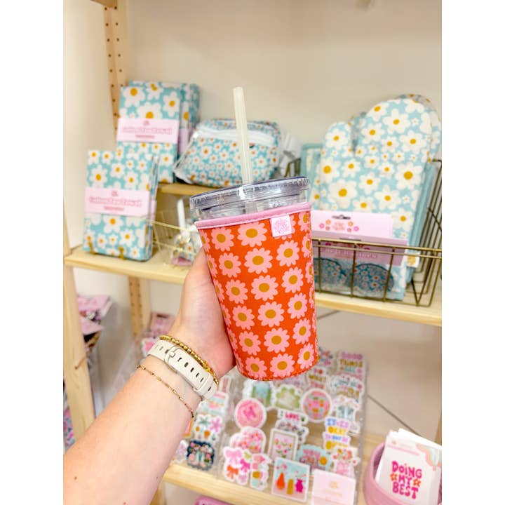 Elle Nicole – wholesale Drink huggers & koozies – Coffee Cup Cover - Boho Florals - Iced Drink Sleeve3