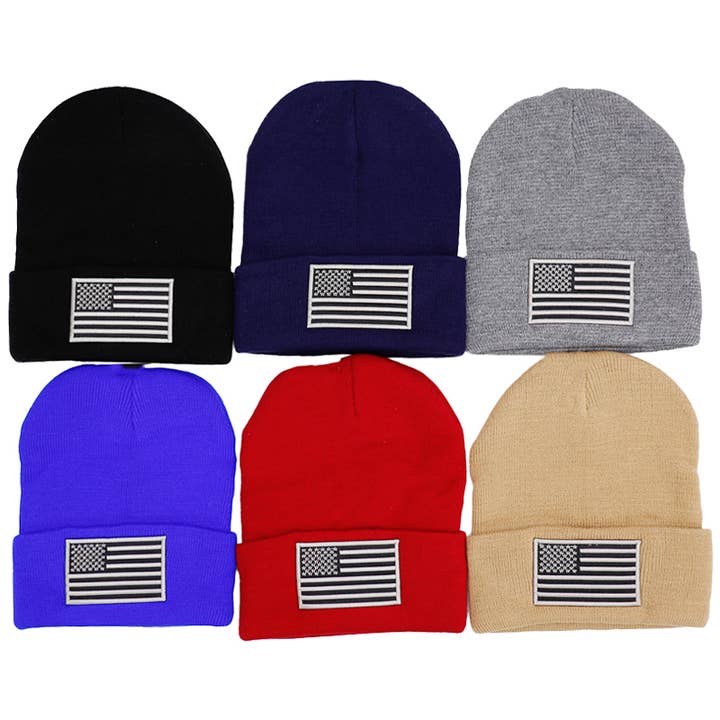 Cap Zone - Venta al por mayor Gorro de lana - Unisex - Gorro mono con estampado de la bandera americana