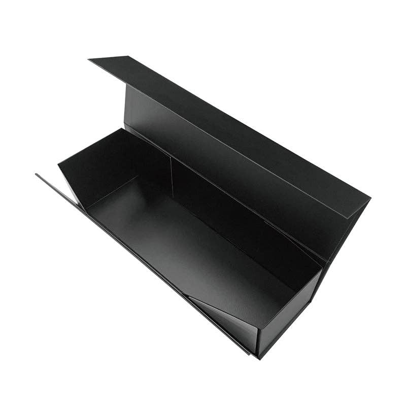 LA Ribbons Wholesale - Wholesale Gift Box - 13" x 3.7" x 3.7" Collapsable Gift Box w/ Magnetic Square Flap Lid | Black2