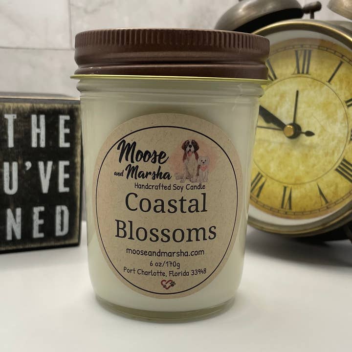 Coastal Blossoms 6 oz Candle for wholesale by Moose and Marsha Handcrafted