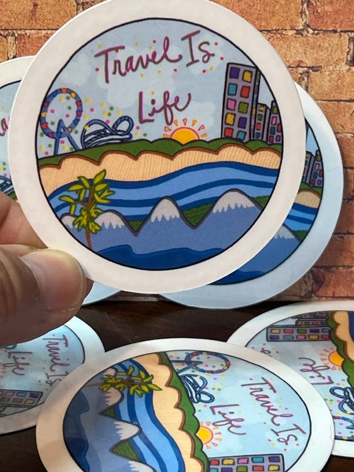 Travel Is Life Vinyl Sticker Laminated Indoor for wholesale by My Groovy Art Shop