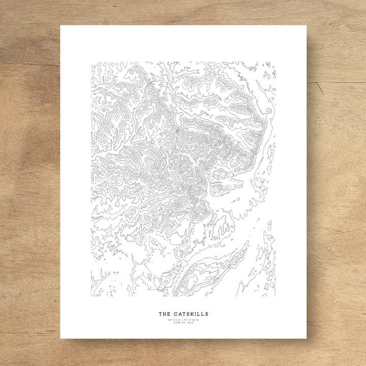 Affiche cartographique topographique Catskills pour la vente par Topographia Design