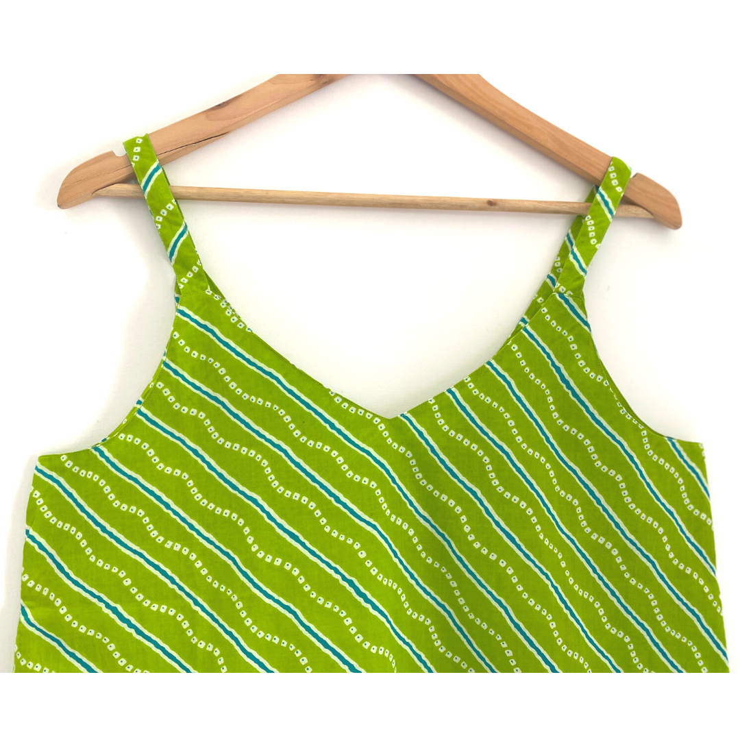 The Indian Bazaar – wholesale Blouse – Women’s – Women's Camisole Blouse - Bandhani on green  Print Cotton2
