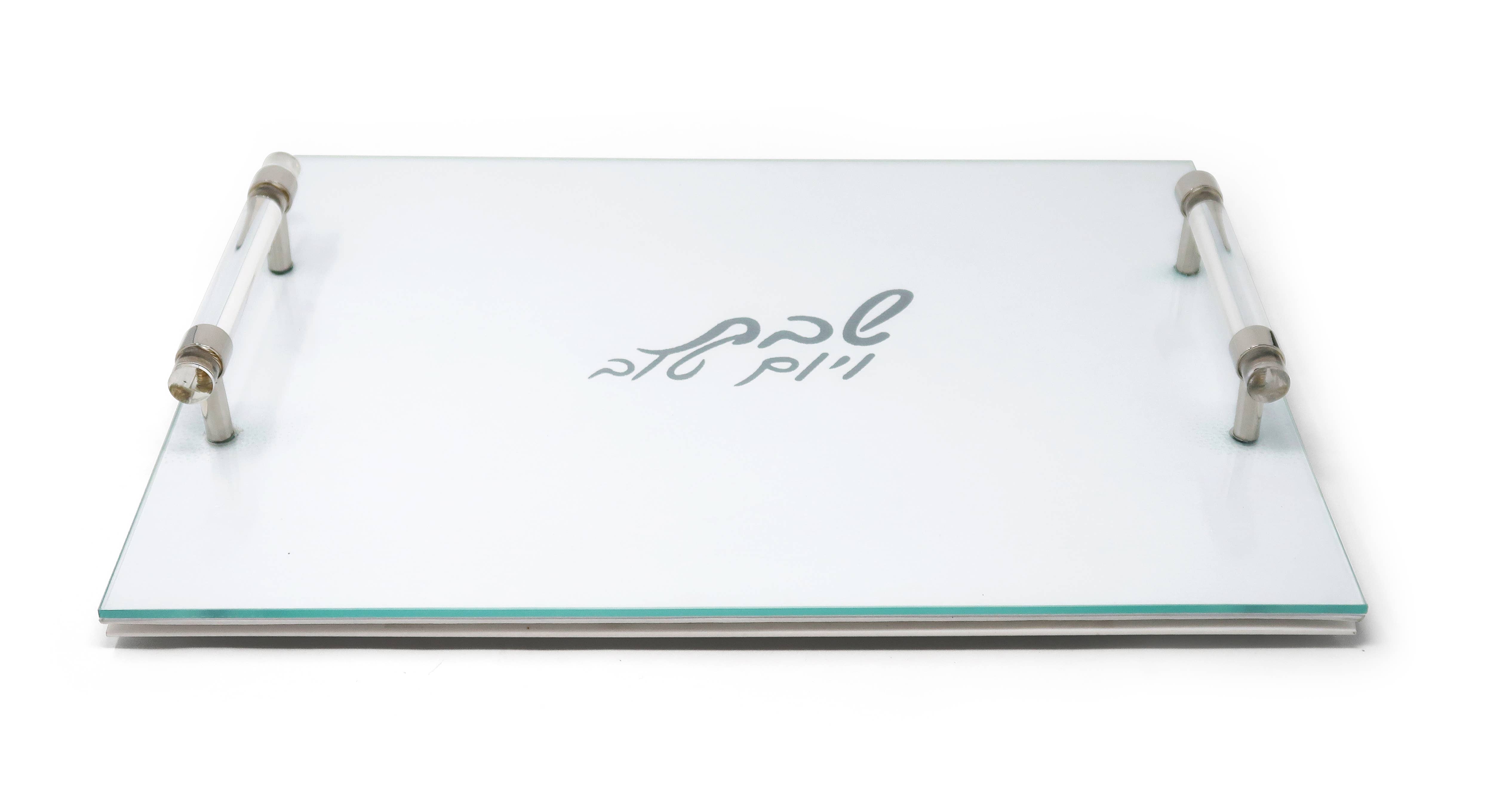 CLASSIC TOUCH DECOR INC. - Wholesale Cutting Board - Leather Challah Board with Glass Top and Acrylic Handles1